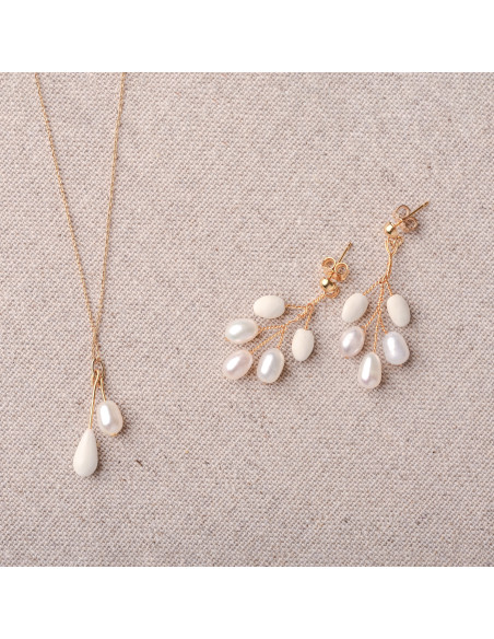 Collier mariée pendentif blanc et perle - Comptoir Doré - Les Perles de La Bastide