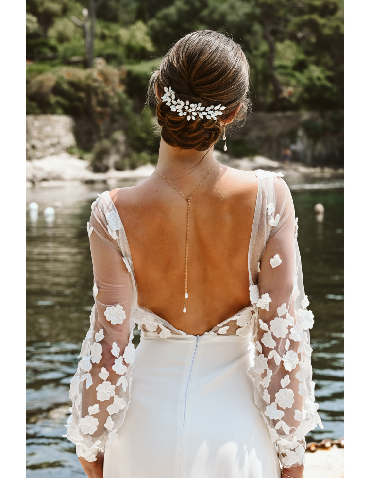 Peigne mariage porcelaine froide - Les perles de la Bastide - Comptoir Doré