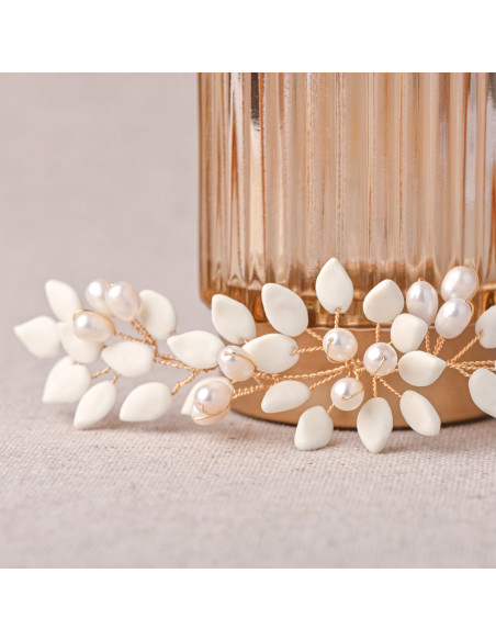 Peigne mariage porcelaine froide - Les perles de la Bastide - Comptoir Doré