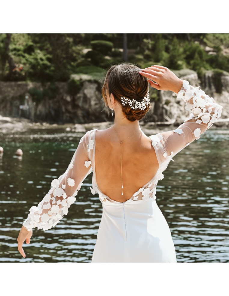 Peigne mariage porcelaine froide - Coraly T - Les perles de la Bastide - Comptoir Doré