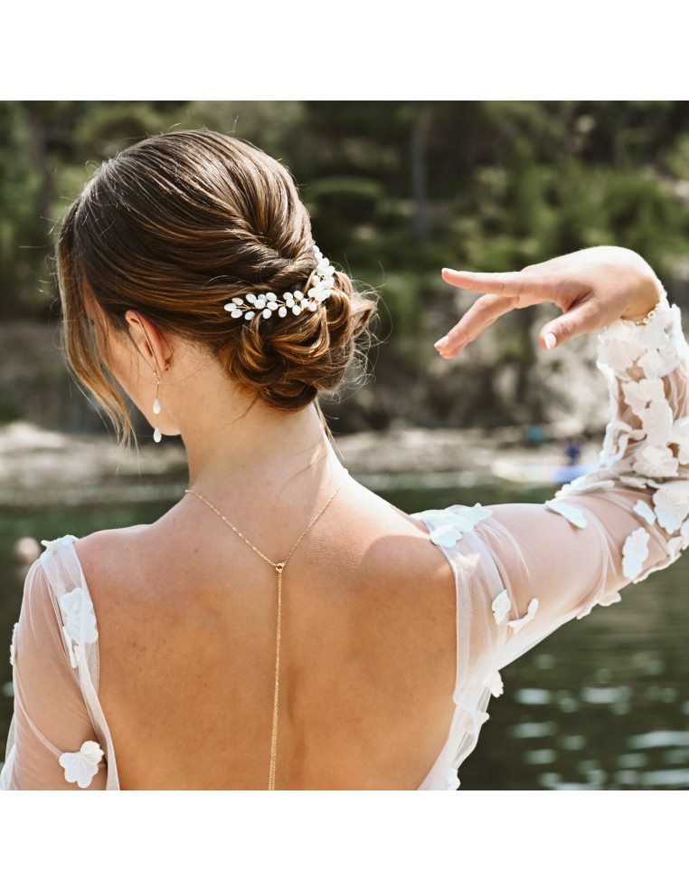 Accessoire cheveux peigne porcelaine froide mariée