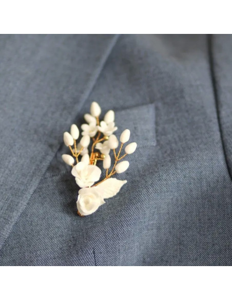 Boutonnière/broche porcelaine froide Coraly T - Les Perles de la Bastide