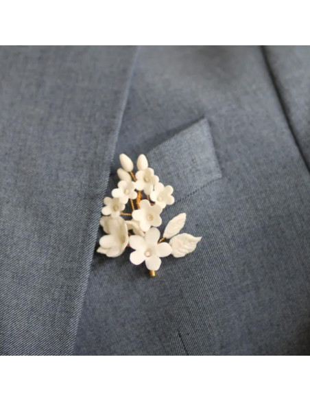 Boutonnière/broche porcelaine froide Coraly T - Les Perles de la Bastide
