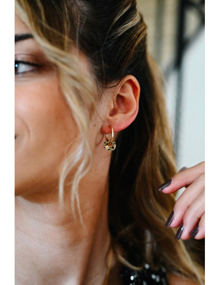 Créoles pierres fines interchangeables - Luna Stone - Comptoir Doré