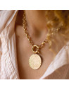 Collier grosse maille et médaille gravée Grazia - Comptoir Doré
