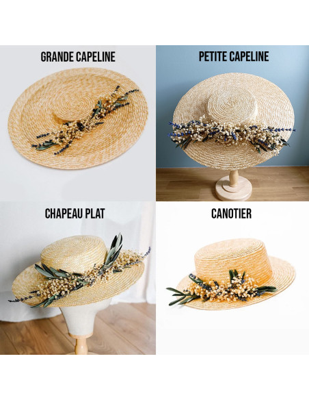 Capeline mariage paille & fleurs séchées - Bellemond - Comptoir Doré