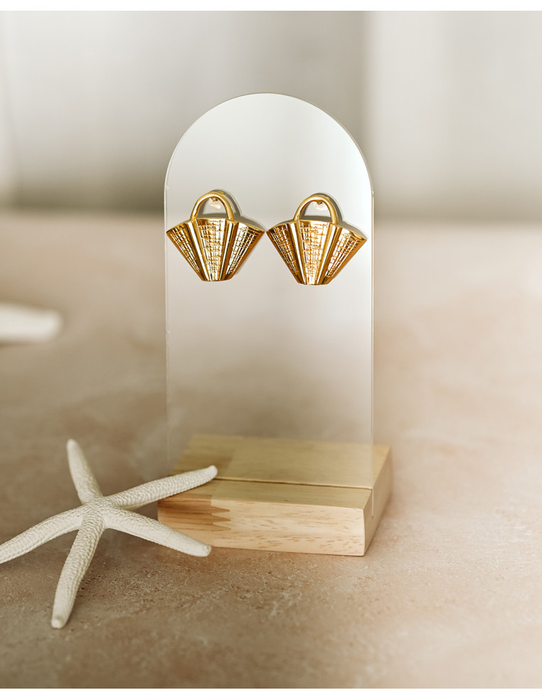 Boucles d'oreilles panier plaqué or - Beurlie Paris - Comptoir Doré