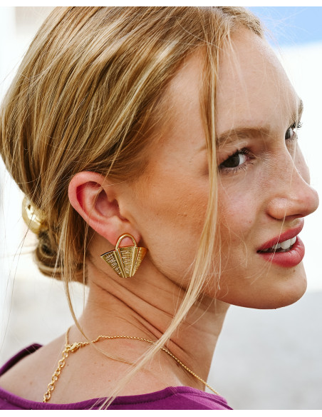 Boucles d'oreilles panier plaqué or - Beurlie Paris - Comptoir Doré