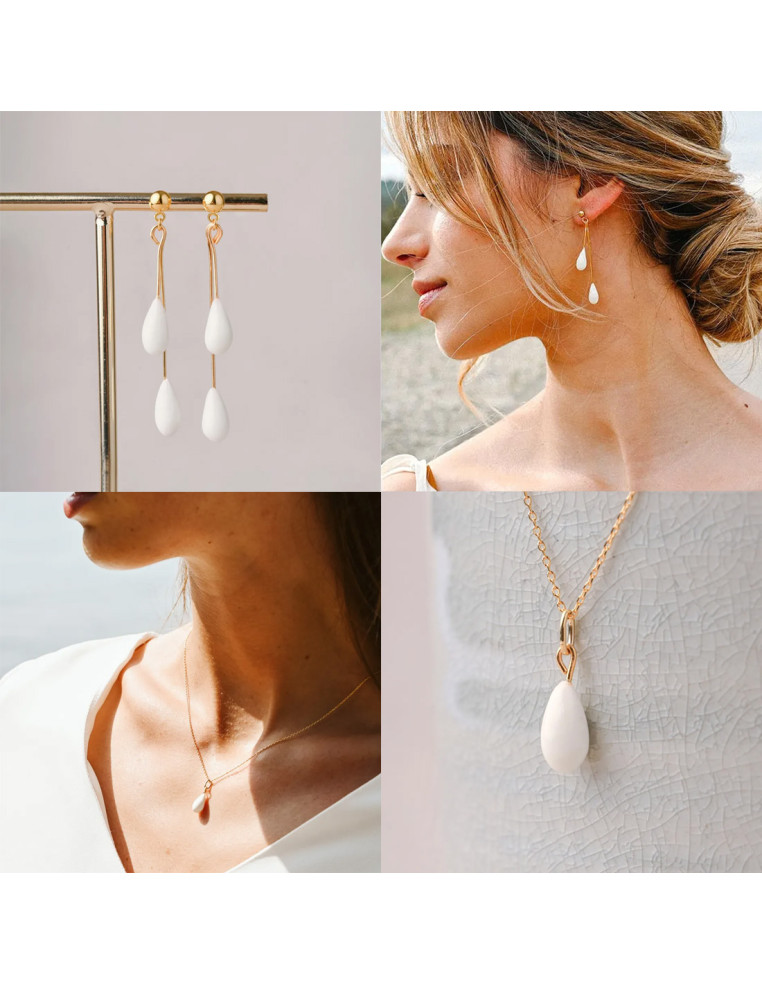 Parure mariée Bourgeon Or oreilles percées - Comptoir Doré