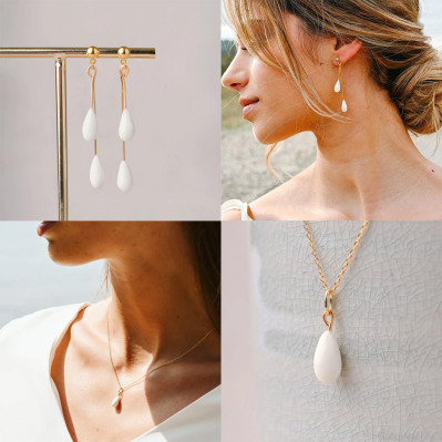 Parure mariée Bourgeon Or oreilles percées - Comptoir Doré