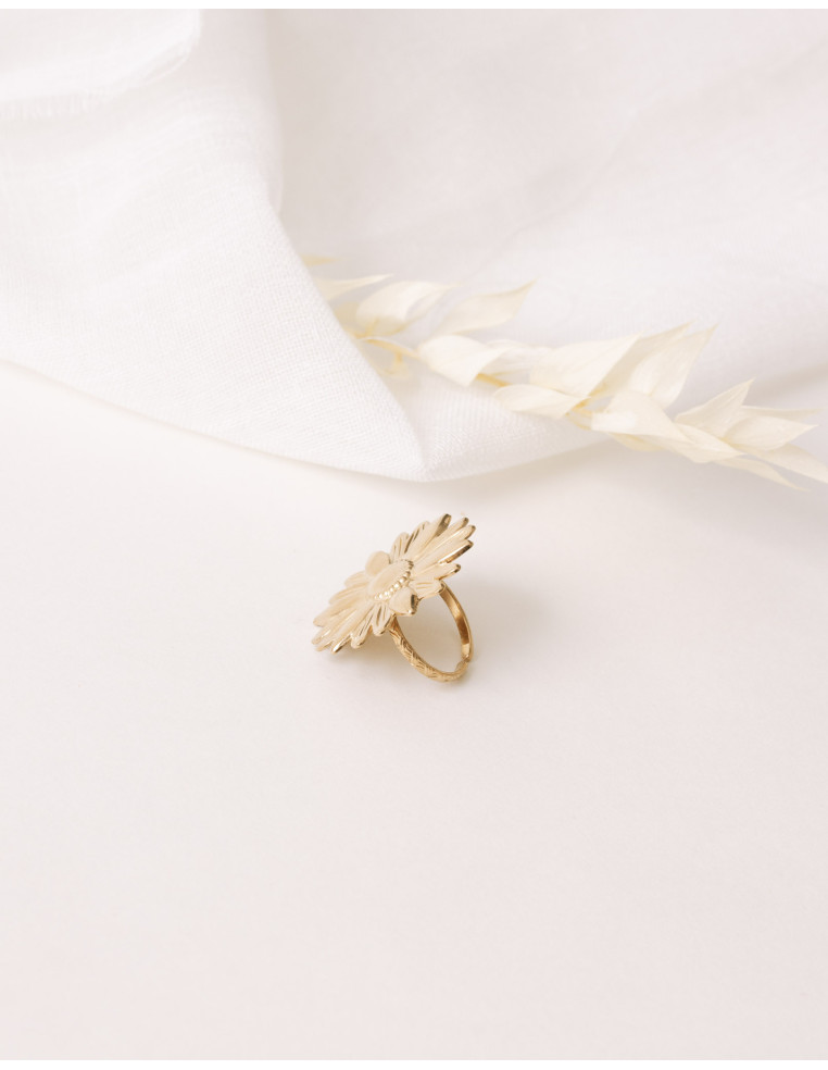Bague dorée Marguerite - Comptoir Doré