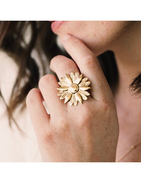 Bague dorée Marguerite - Comptoir Doré