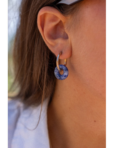 Créoles interchangeables Luna Stone - sodalite bleue - Comptoir Doré