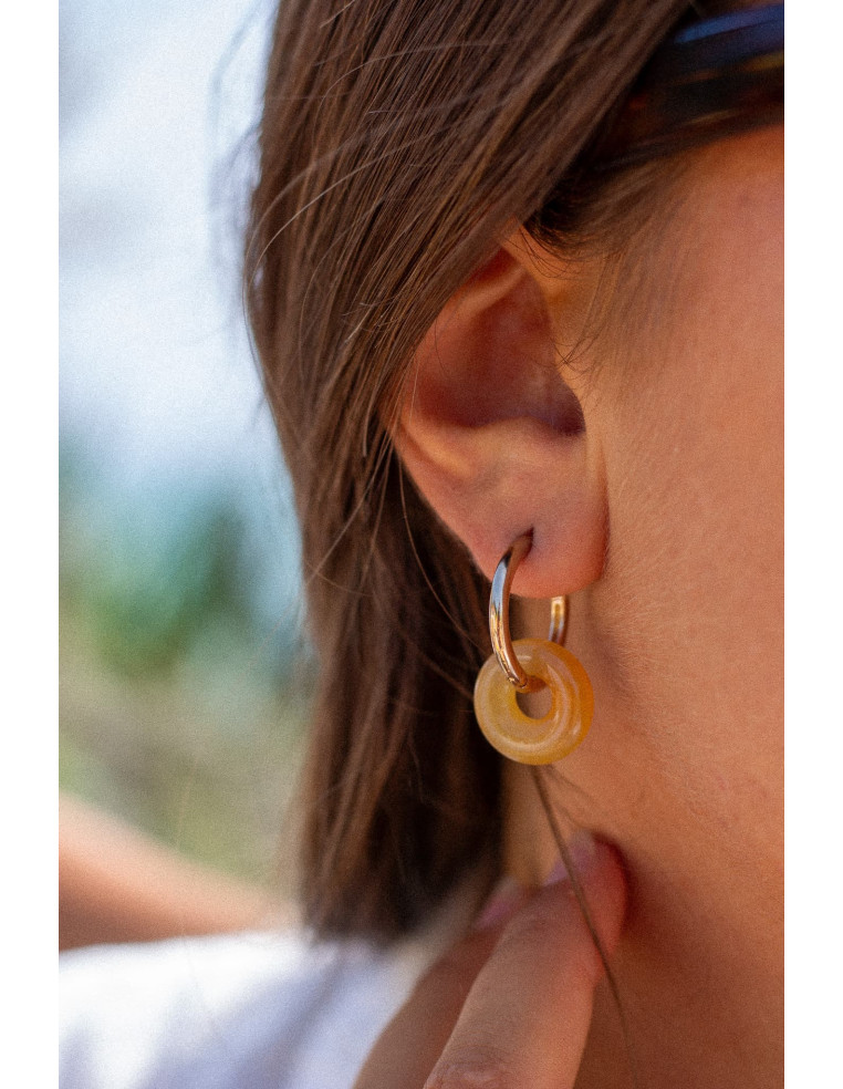 Créoles interchangeables Luna Stone - citrine jaune - Comptoir Doré