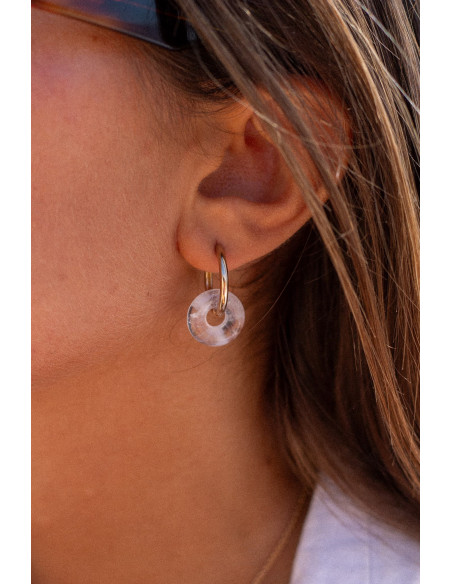 Créoles interchangeables Luna Stone - cristal de roche - Comptoir Doré