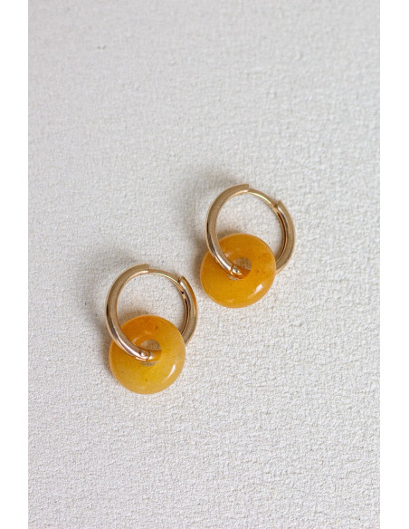 Créoles interchangeables Luna Stone - citrine jaune - Comptoir Doré