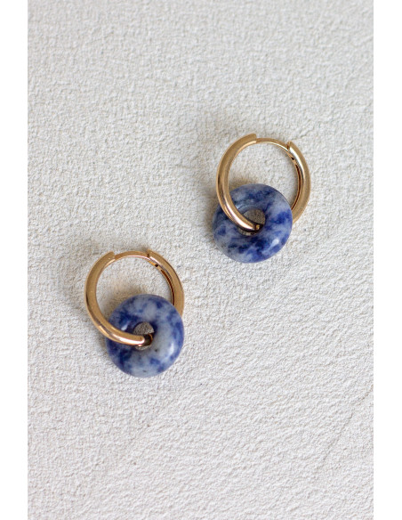 Créoles interchangeables Luna Stone - sodalite bleue - Comptoir Doré