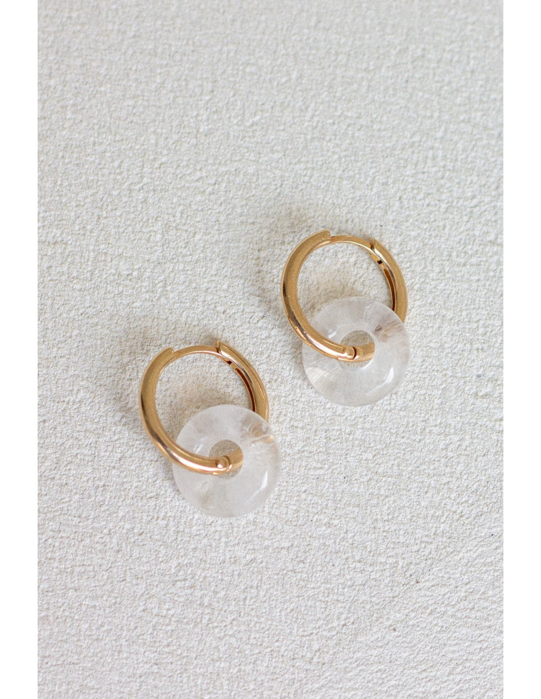 Créoles interchangeables Luna Stone - cristal de roche - Comptoir Doré