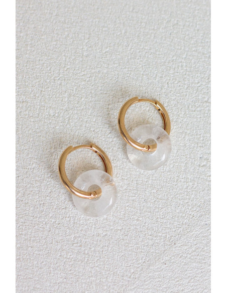 Créoles interchangeables Luna Stone - cristal de roche - Comptoir Doré