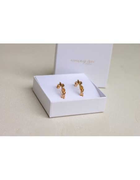 Créoles texturées - double torsade plaqué or - Lysandre - Comptoir Doré