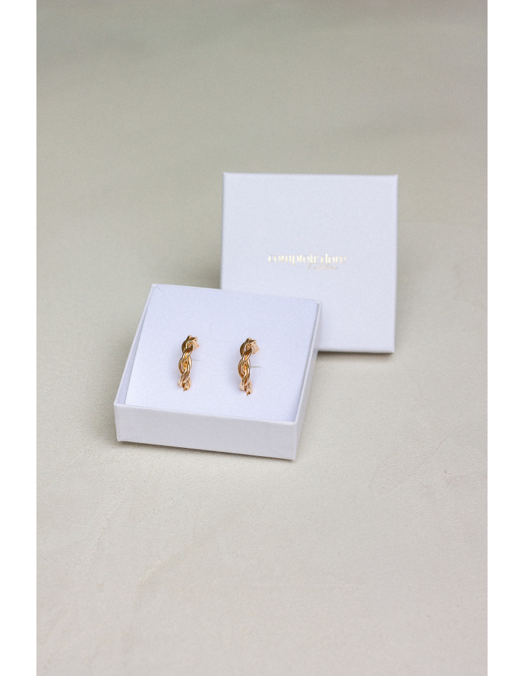 Créoles texturées - double torsade plaqué or - Lysandre - Comptoir Doré