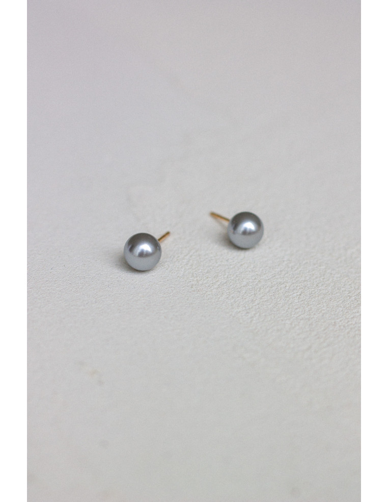 Puces d'oreilles perle grise - Comptoir Doré
