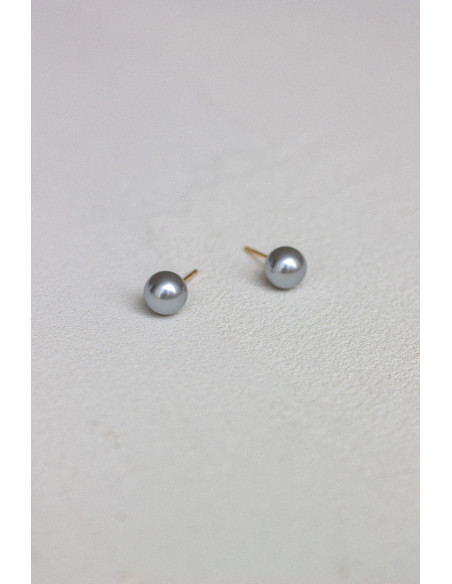 Puces d'oreilles perle grise - Comptoir Doré