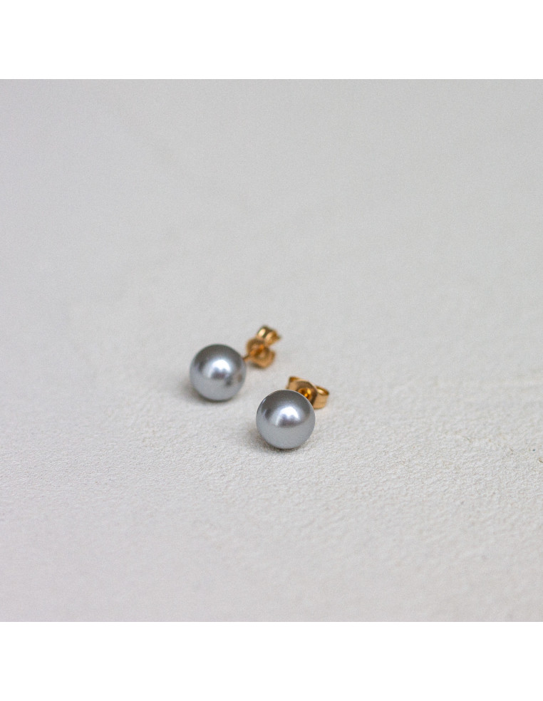 Puces d'oreilles perle grise - Comptoir Doré