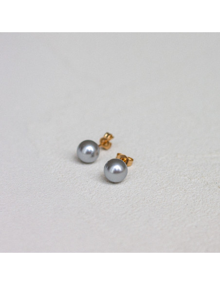 Puces d'oreilles perle grise - Comptoir Doré
