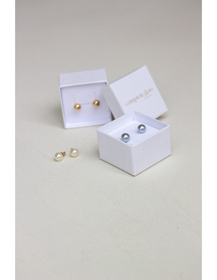 Puces d'oreilles perle grise - Comptoir Doré