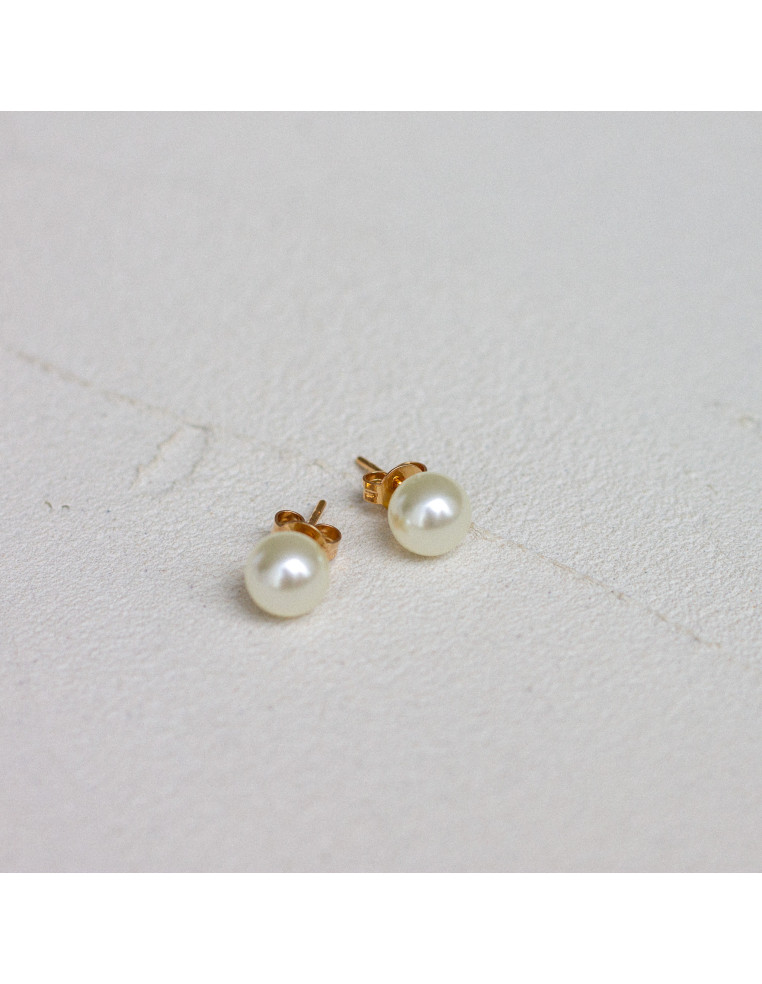 Puces d'oreilles perles blanches - Suzette - Comptoir doré