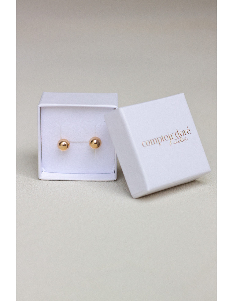 Boucles d'oreilles boules dorées - Lucette - Comptoir doré
