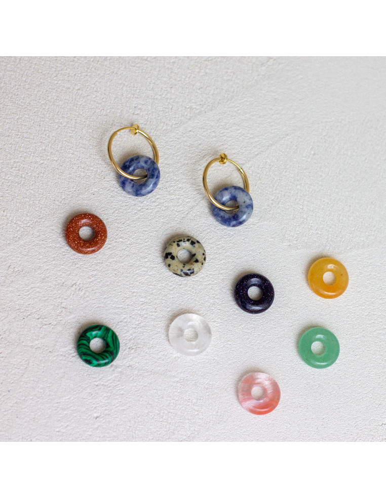 Clips créoles pierres fines interchangeables - Luna Stone - Comptoir Doré