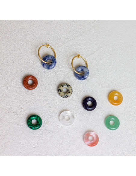 Clips créoles pierres fines interchangeables - Luna Stone - Comptoir Doré