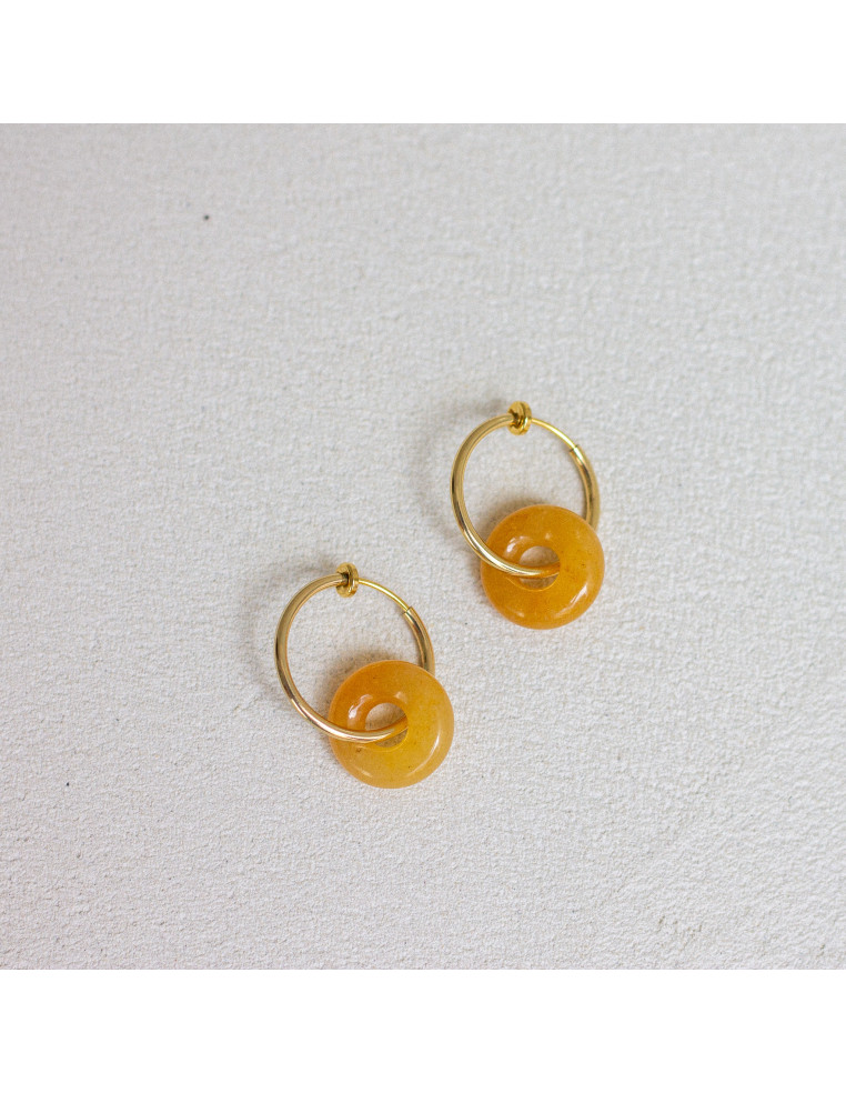 Clips créoles pierres fines interchangeables - Luna Stone - Comptoir Doré