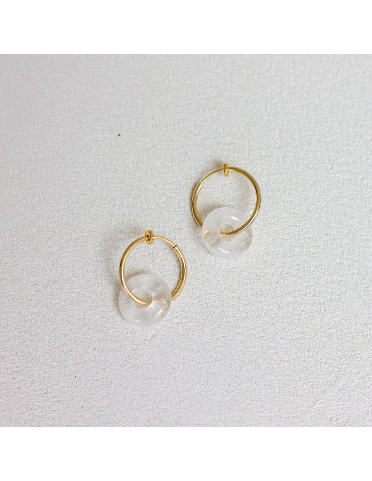 Clips créoles pierres fines interchangeables - Luna Stone - Comptoir Doré