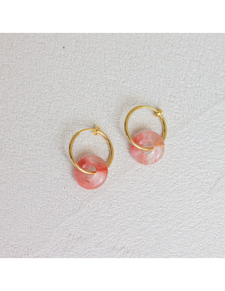 Clips créoles pierres fines interchangeables - Luna Stone - Comptoir Doré