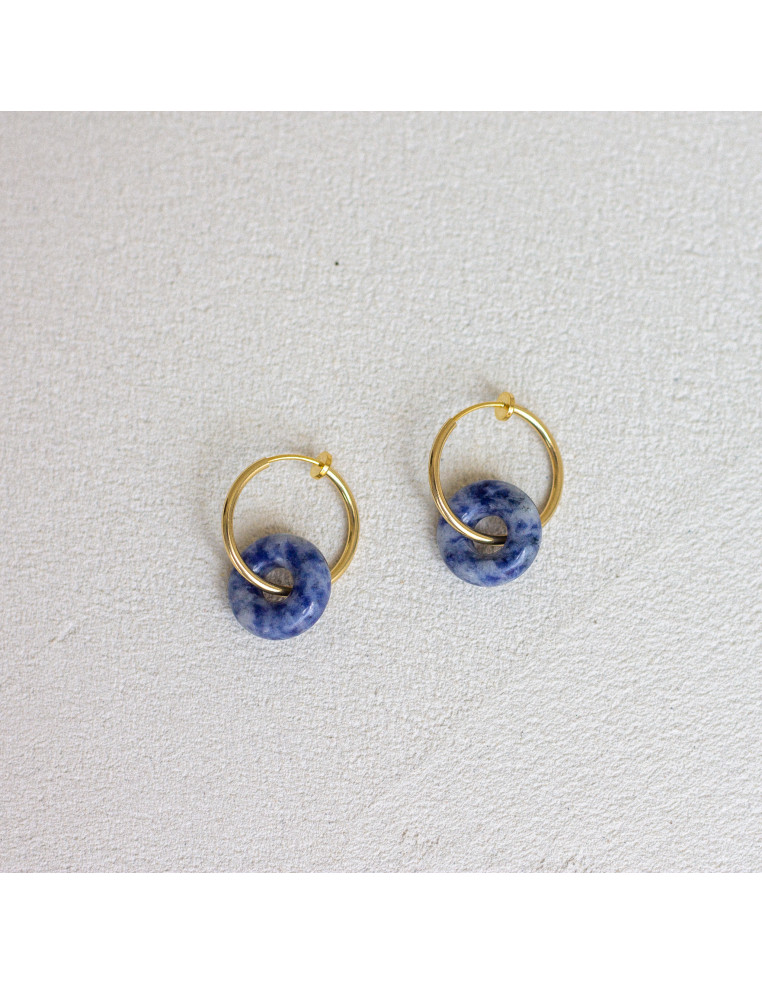 Clips créoles pierres fines interchangeables - Luna Stone - Comptoir Doré