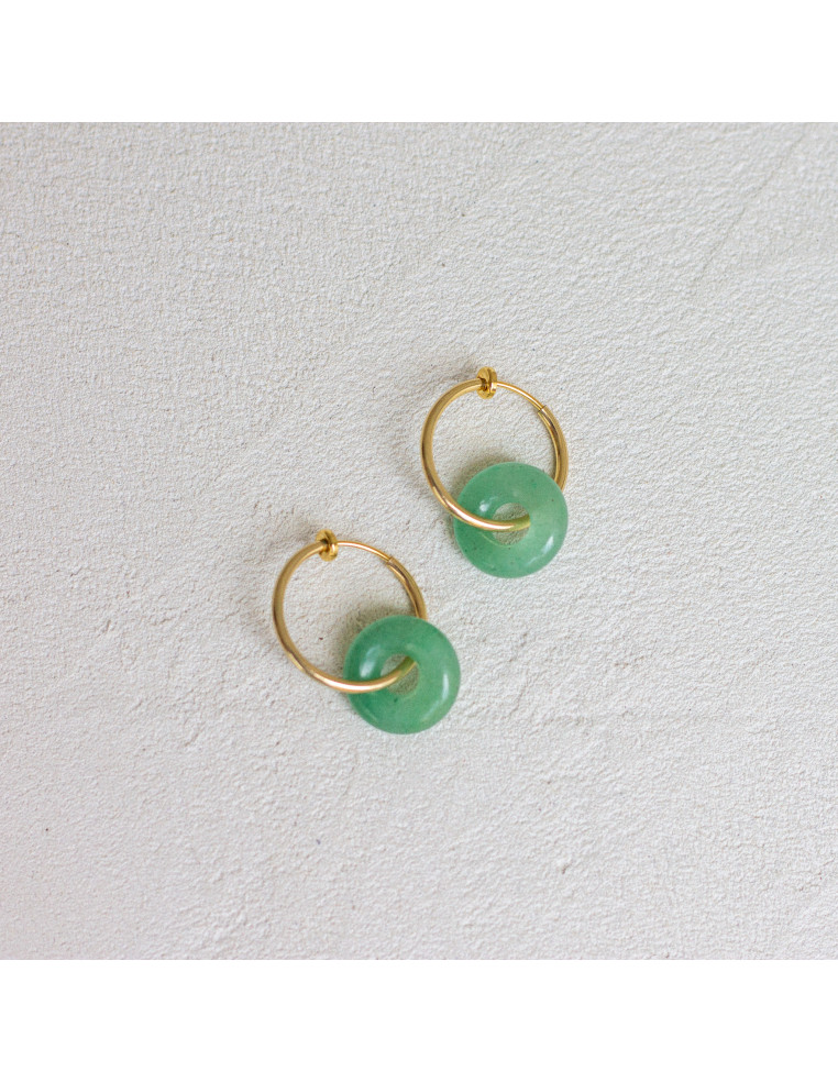 Clips créoles pierres fines interchangeables - Luna Stone - Comptoir Doré