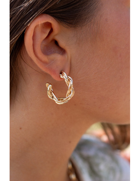 Créoles texturées - double torsade plaqué or - Lysandre - Comptoir Doré