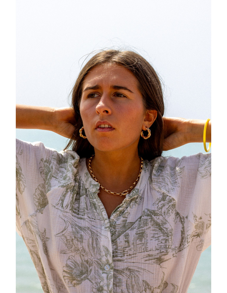 Créoles texturées - double torsade plaqué or - Lysandre - Comptoir Doré