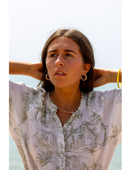 Créoles texturées - double torsade plaqué or - Lysandre - Comptoir Doré