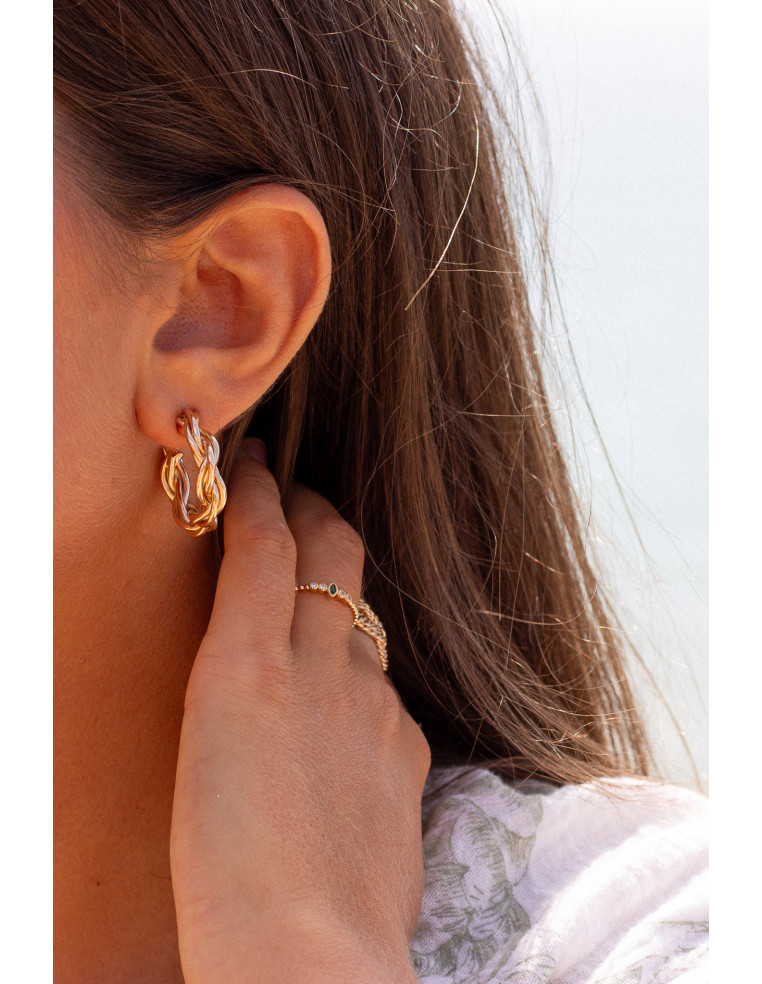 Créoles texturées - double torsade plaqué or - Lysandre - Comptoir Doré