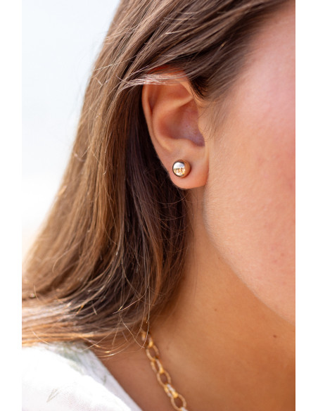 Boucles d'oreilles boules dorées - Lucette - Comptoir doré