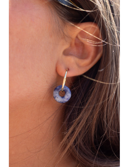 Clips créoles pierres fines interchangeables - Luna Stone - Comptoir Doré