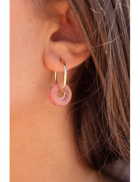 Clips créoles pierres fines interchangeables - Luna Stone - Comptoir Doré