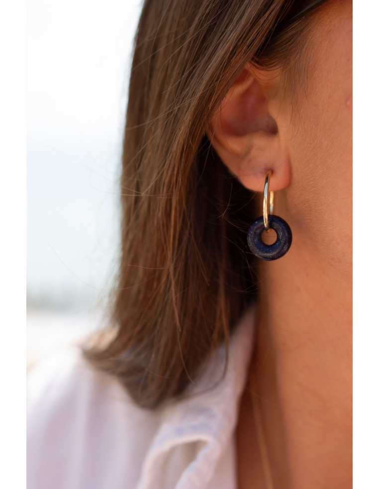 Clips créoles pierres fines interchangeables - Luna Stone - Comptoir Doré