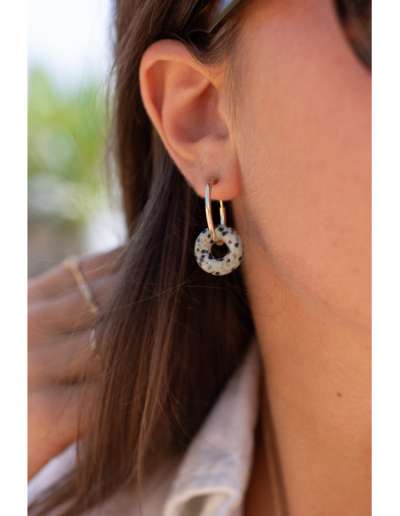 Clips créoles pierres fines interchangeables - Luna Stone - Comptoir Doré