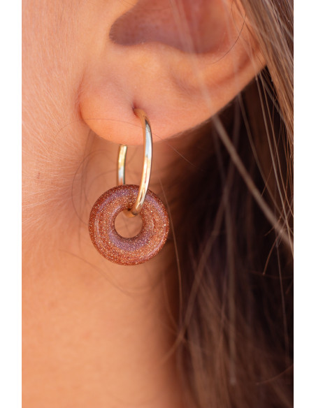 Clips créoles pierres fines interchangeables - Luna Stone - Comptoir Doré