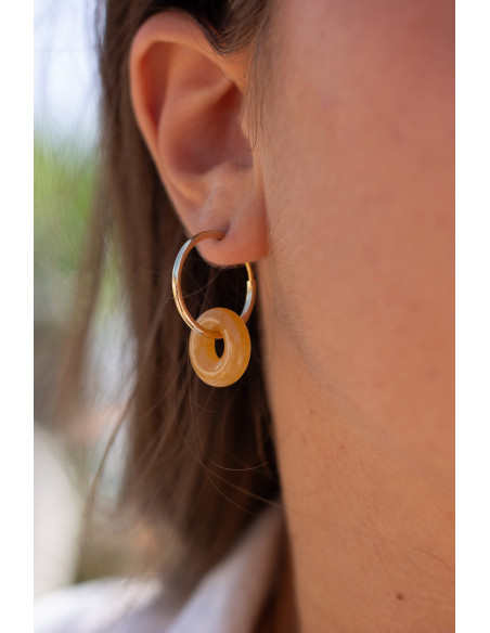 Clips créoles pierres fines interchangeables - Luna Stone - Comptoir Doré